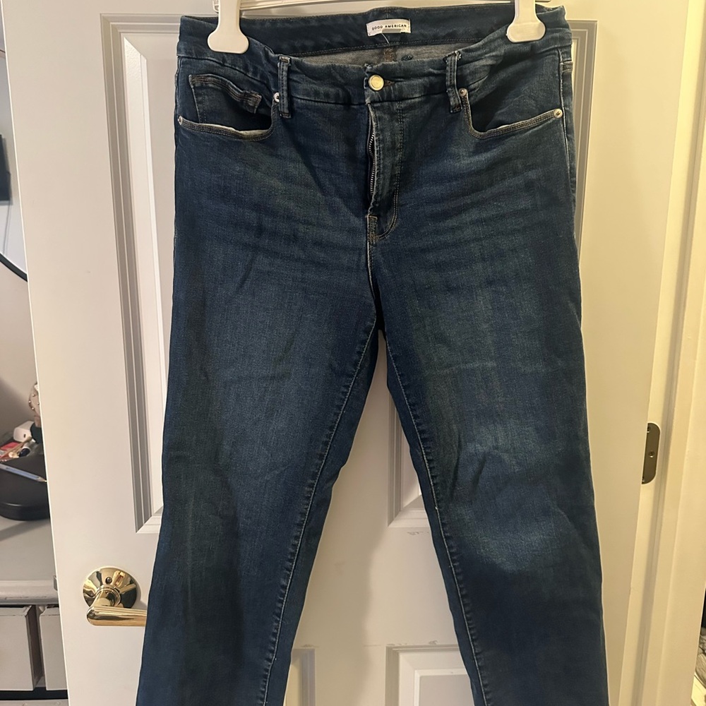 Good American Good Straight Jeans Size 12 / 31 Frayed Hem